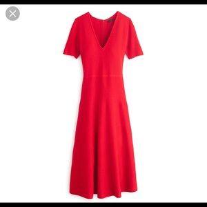 J. Crew red merino midi sweater dress sz XS